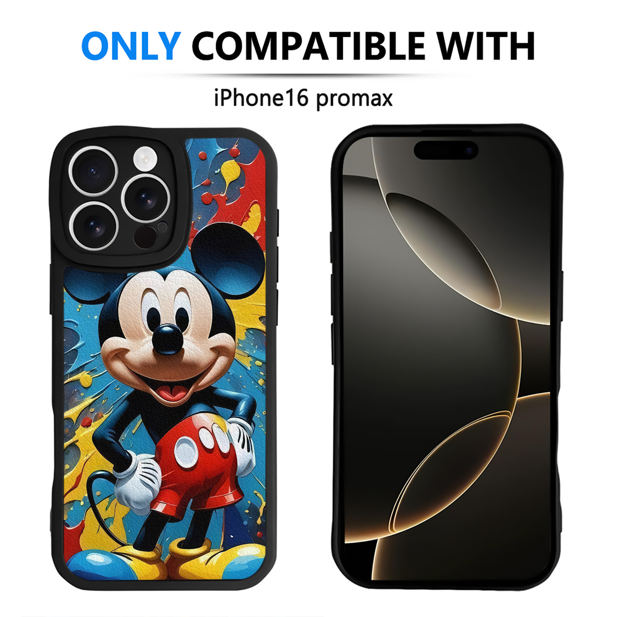 （画像用） ミッキーマウス Mickey Mouse 【iPhone 16シリーズ対応】シリコンスマホケース（レザー調） 材質：シリコン